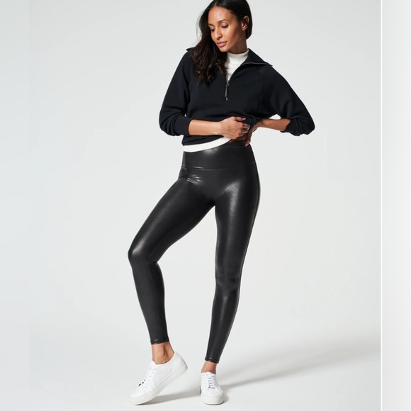 Like New Spanx Faux Leather Leggings | Black | Size L | EUC - Picture 1 of 7